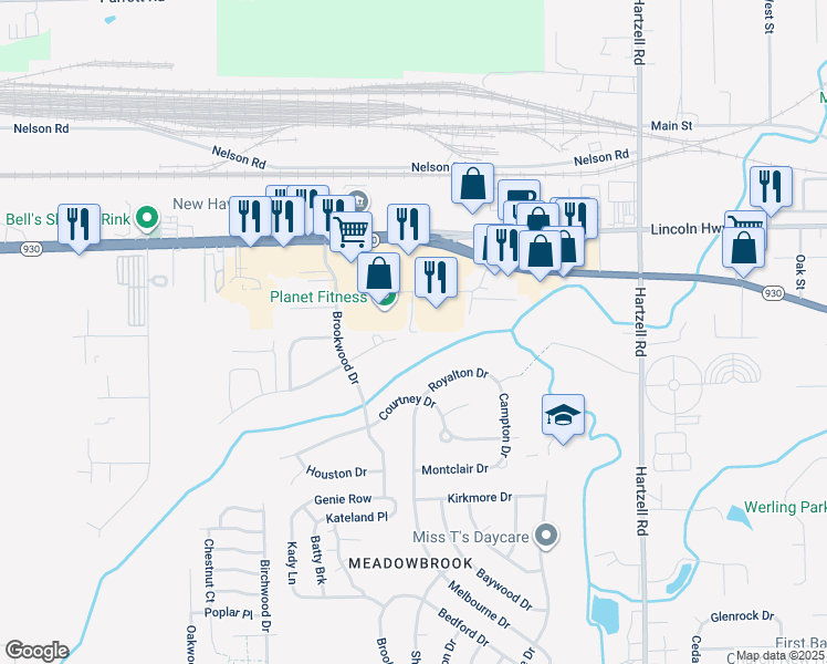 map of restaurants, bars, coffee shops, grocery stores, and more near 612 Brookdale Drive in New Haven