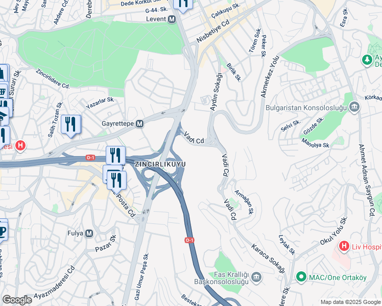 map of restaurants, bars, coffee shops, grocery stores, and more near 2 Koru Sokağı in Beşiktaş