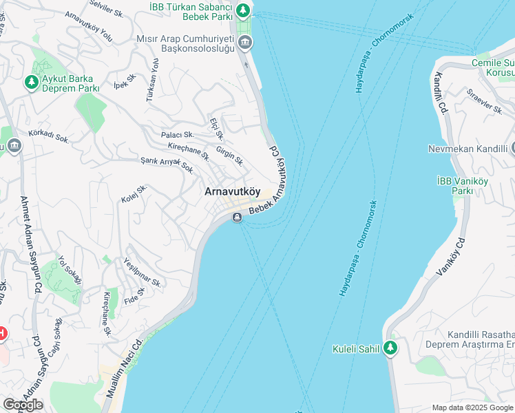 map of restaurants, bars, coffee shops, grocery stores, and more near 42 Bebek Arnavutköy Caddesi in Beşiktaş