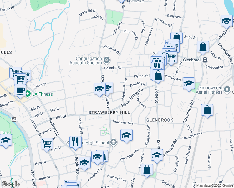 map of restaurants, bars, coffee shops, grocery stores, and more near 12 Hackett Circle South in Stamford