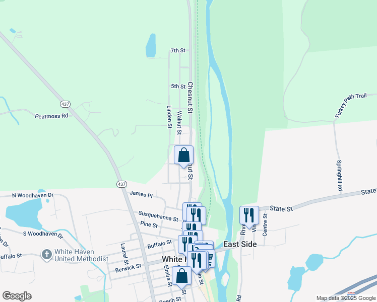 map of restaurants, bars, coffee shops, grocery stores, and more near 28 Middleburg Road in White Haven