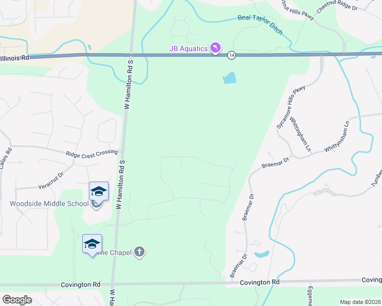 map of restaurants, bars, coffee shops, grocery stores, and more near 12601 Illinois Road in Fort Wayne