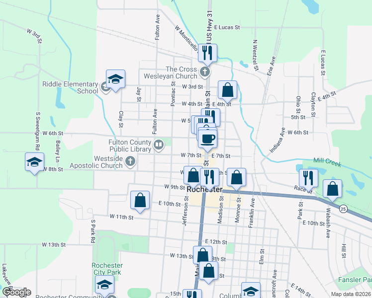 map of restaurants, bars, coffee shops, grocery stores, and more near 718 Main Street in Rochester