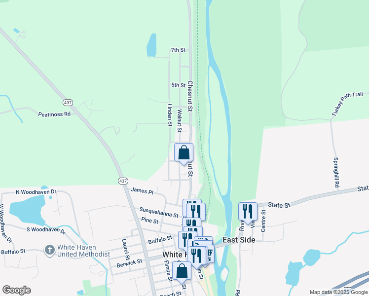 map of restaurants, bars, coffee shops, grocery stores, and more near 28 Middleburg Road in White Haven
