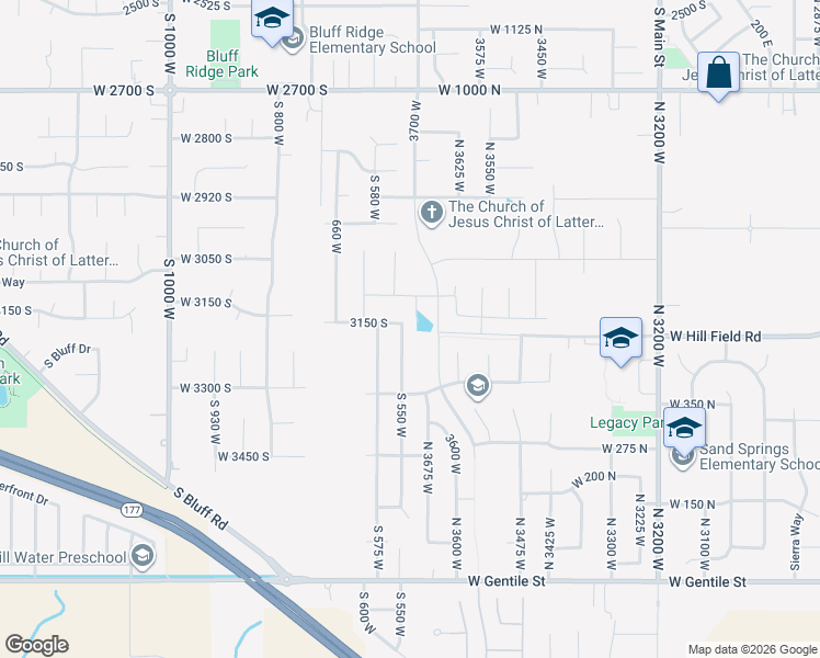map of restaurants, bars, coffee shops, grocery stores, and more near 3169 South 550 West in Syracuse