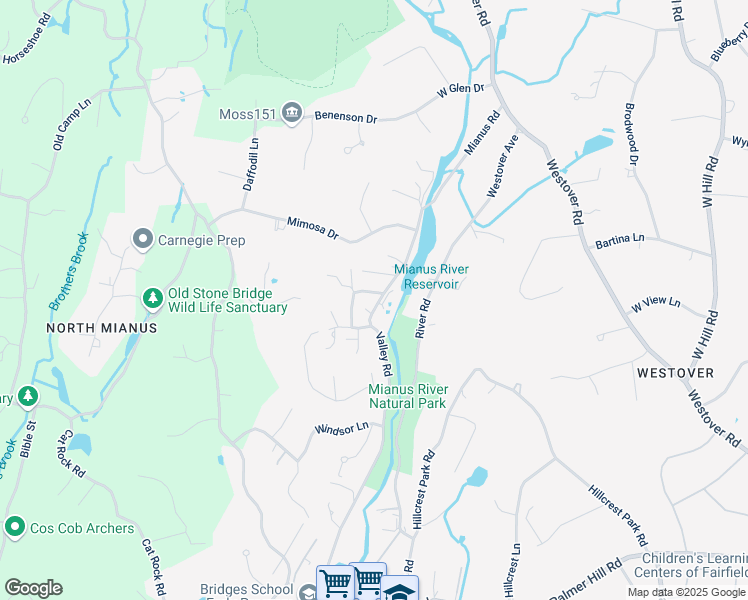 map of restaurants, bars, coffee shops, grocery stores, and more near 450 Valley Road in Greenwich