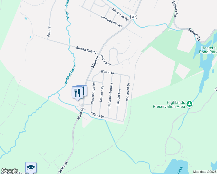 map of restaurants, bars, coffee shops, grocery stores, and more near 18 Jefferson Terrace in Ogdensburg
