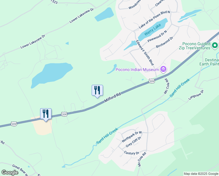 map of restaurants, bars, coffee shops, grocery stores, and more near United States Route 209 in Stroudsburg