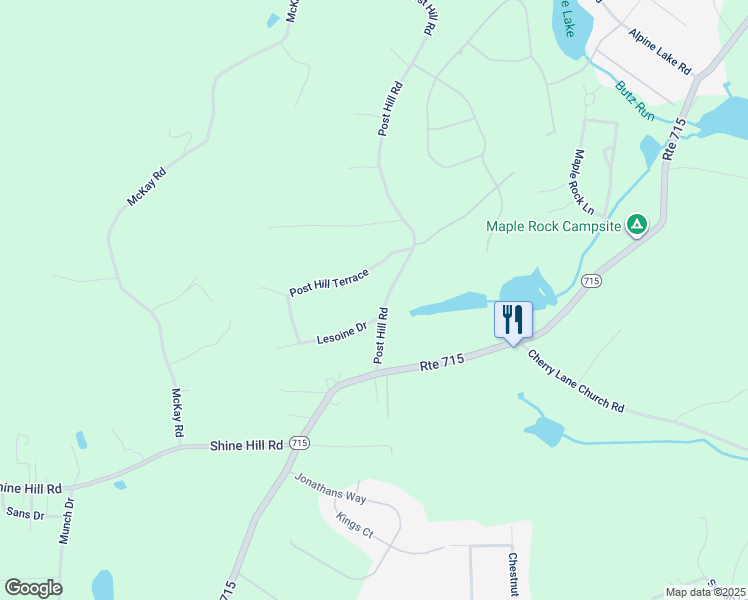map of restaurants, bars, coffee shops, grocery stores, and more near 598 Post Hill Road in Henryville