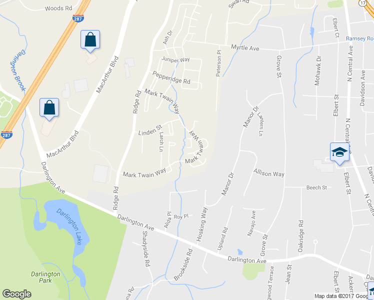 map of restaurants, bars, coffee shops, grocery stores, and more near 2006 Hawthorne Lane in Mahwah