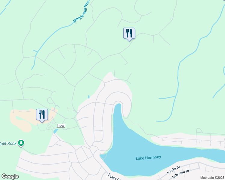 map of restaurants, bars, coffee shops, grocery stores, and more near 127 Crest Drive in Lake Harmony