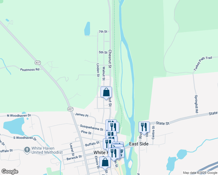 map of restaurants, bars, coffee shops, grocery stores, and more near 30 Middleburg Road in White Haven