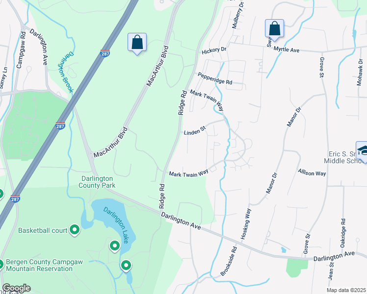 map of restaurants, bars, coffee shops, grocery stores, and more near 116 Raintree Lane in Mahwah