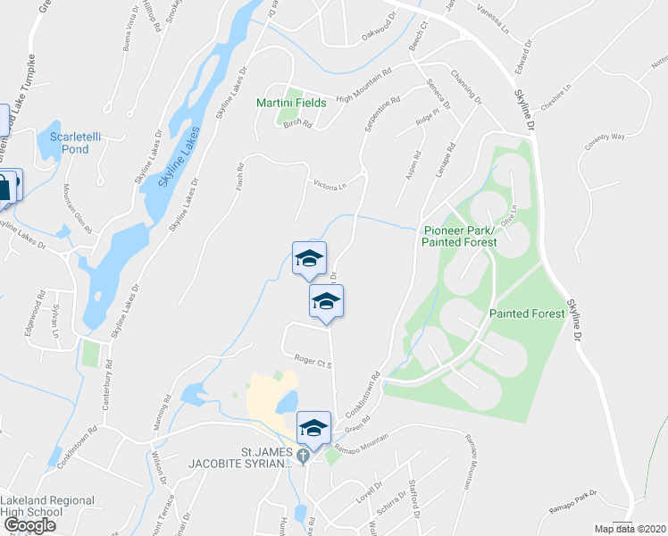map of restaurants, bars, coffee shops, grocery stores, and more near 55 Fountain Drive in Ringwood