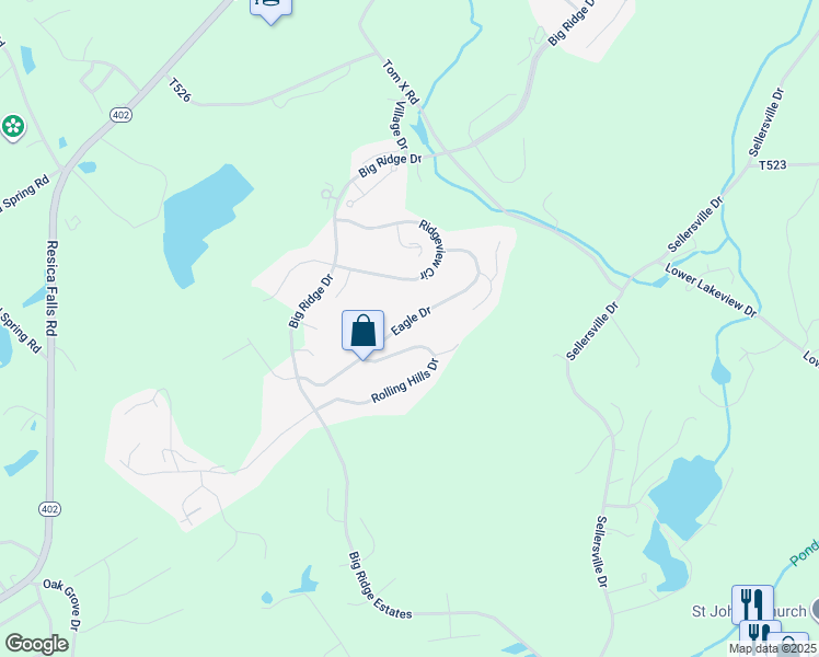 map of restaurants, bars, coffee shops, grocery stores, and more near 556 Eagle Drive in East Stroudsburg