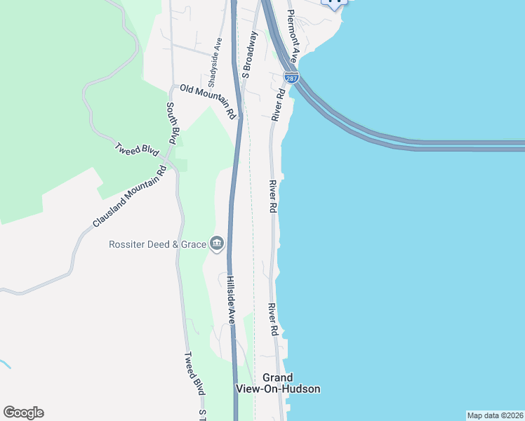 map of restaurants, bars, coffee shops, grocery stores, and more near 89 River Road in Grand View-on-Hudson