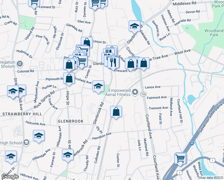 map of restaurants, bars, coffee shops, grocery stores, and more near in Stamford