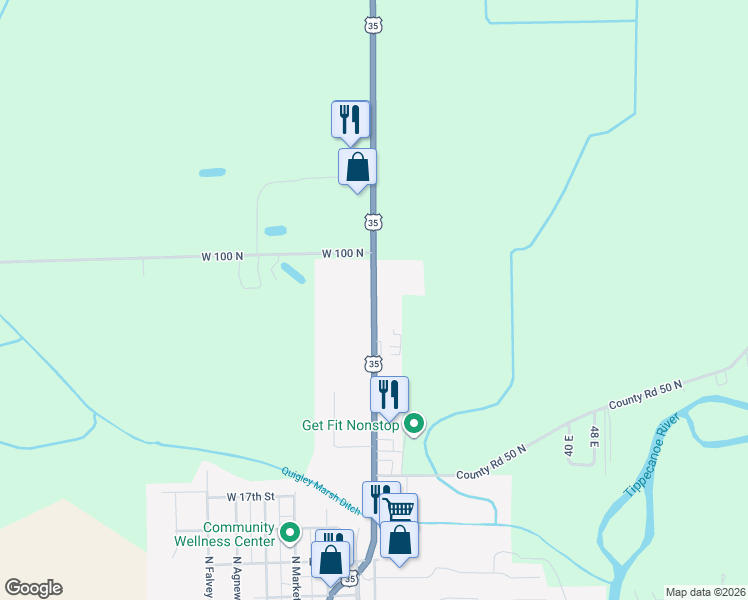 map of restaurants, bars, coffee shops, grocery stores, and more near 901 U.S. 35 in Winamac