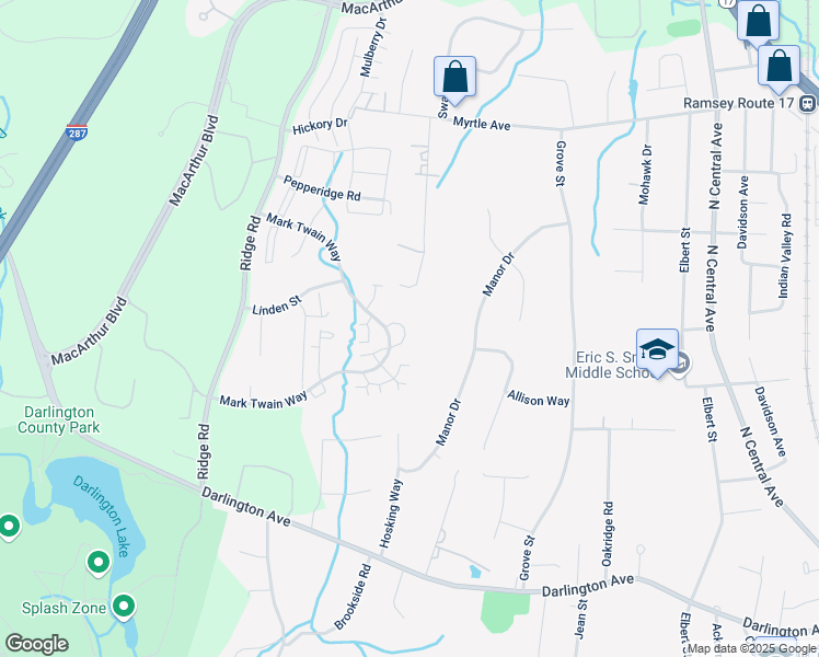 map of restaurants, bars, coffee shops, grocery stores, and more near 3110 Stowe Lane in Mahwah