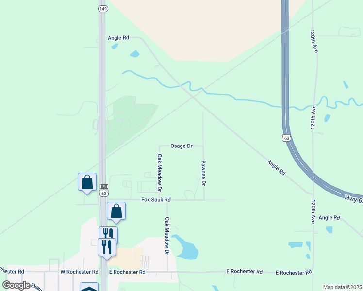 map of restaurants, bars, coffee shops, grocery stores, and more near 245 Osage Drive in Ottumwa