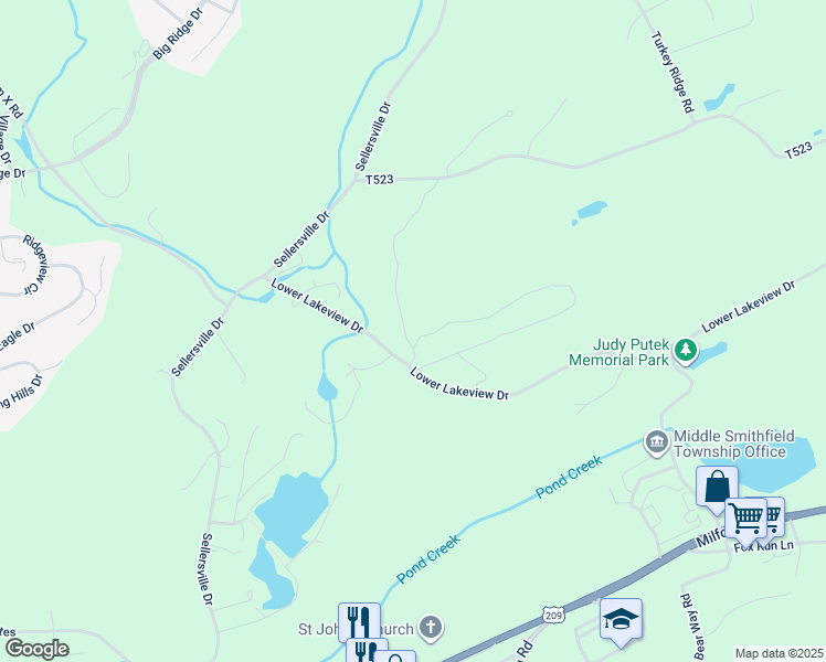map of restaurants, bars, coffee shops, grocery stores, and more near 118 Squirrel Hill Drive in East Stroudsburg