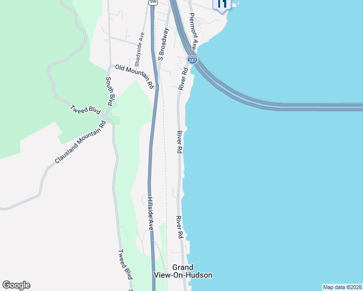 map of restaurants, bars, coffee shops, grocery stores, and more near 88 River Road in Grand View-on-Hudson