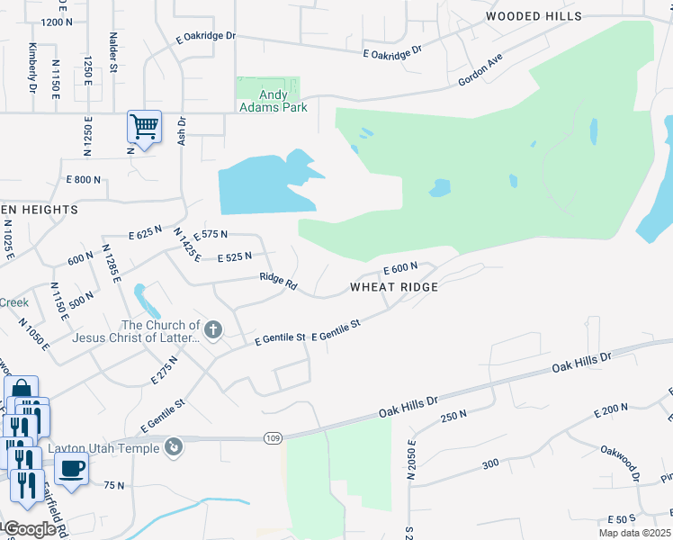 map of restaurants, bars, coffee shops, grocery stores, and more near 532 Peregrine Cove in Layton