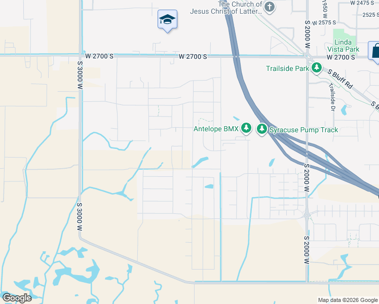 map of restaurants, bars, coffee shops, grocery stores, and more near 3114 South 2500 West Street in Syracuse