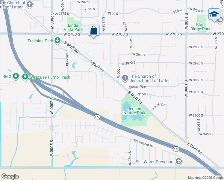 map of restaurants, bars, coffee shops, grocery stores, and more near 3111 South Edgewater Cove in Syracuse