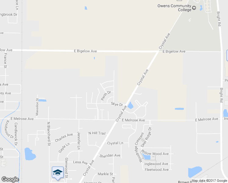 map of restaurants, bars, coffee shops, grocery stores, and more near 2400 Aberdeen Drive in Findlay