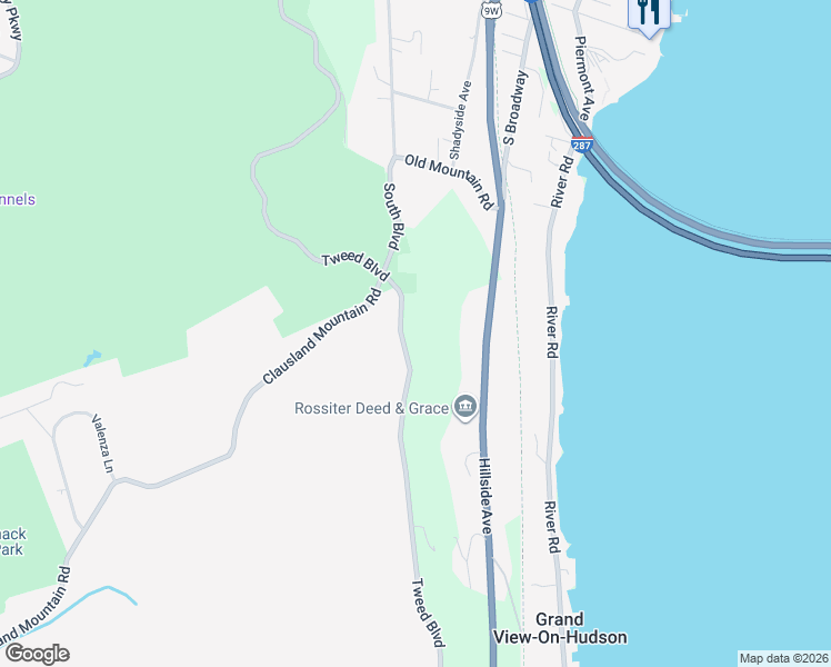 map of restaurants, bars, coffee shops, grocery stores, and more near 9 Tweed Boulevard in Nyack