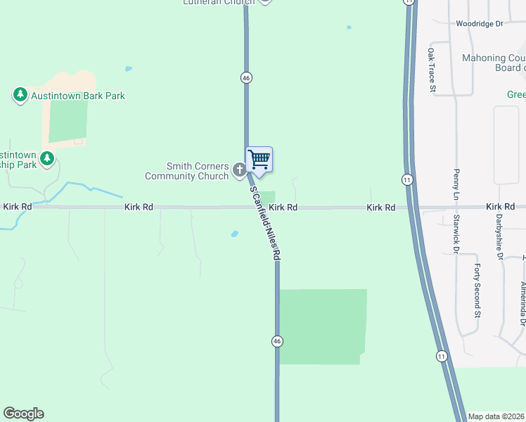 map of restaurants, bars, coffee shops, grocery stores, and more near 3136 South Canfield-Niles Road in Canfield