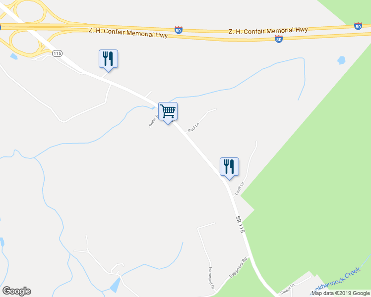 map of restaurants, bars, coffee shops, grocery stores, and more near 5157 SR 115 in Blakeslee