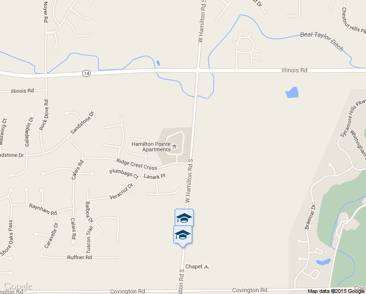 map of restaurants, bars, coffee shops, grocery stores, and more near 1717 Patriot Drive in Fort Wayne