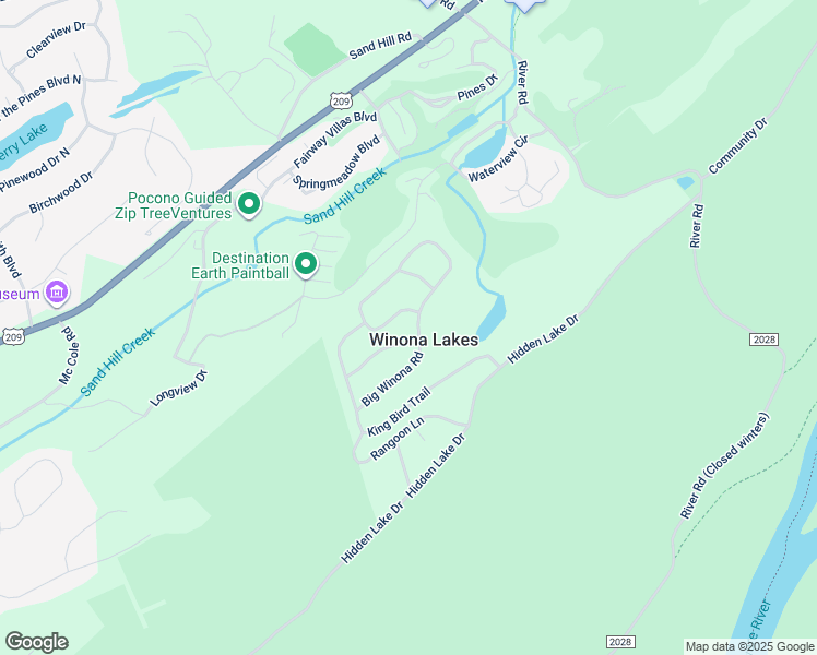 map of restaurants, bars, coffee shops, grocery stores, and more near 2051 Big Winona Road in East Stroudsburg