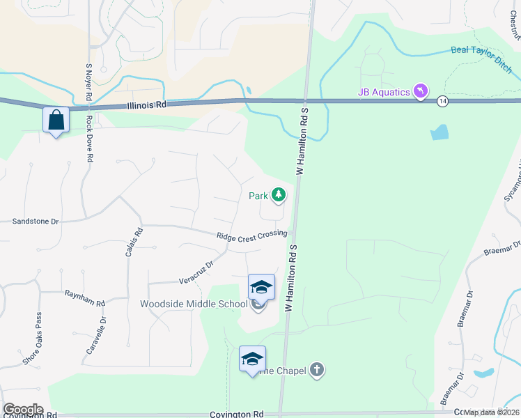 map of restaurants, bars, coffee shops, grocery stores, and more near 1717 Freedom Drive in Fort Wayne