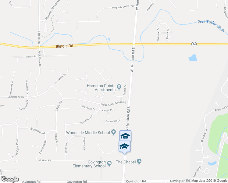 map of restaurants, bars, coffee shops, grocery stores, and more near 1716 Freedom Drive in Fort Wayne