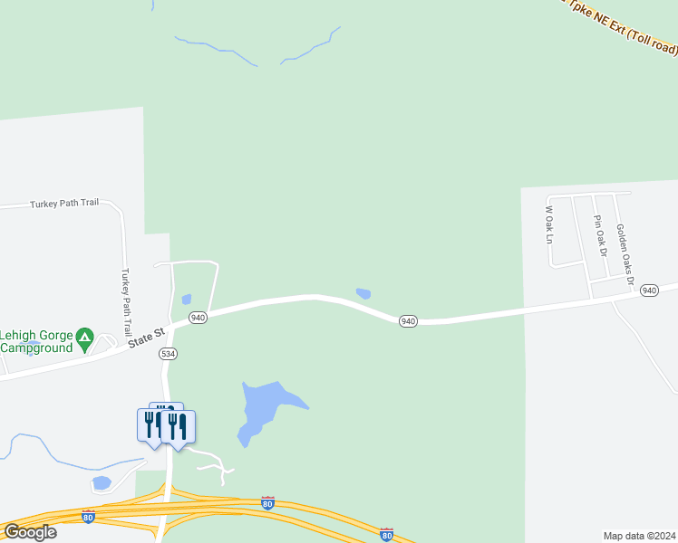map of restaurants, bars, coffee shops, grocery stores, and more near 93-95 Pennsylvania 940 in White Haven