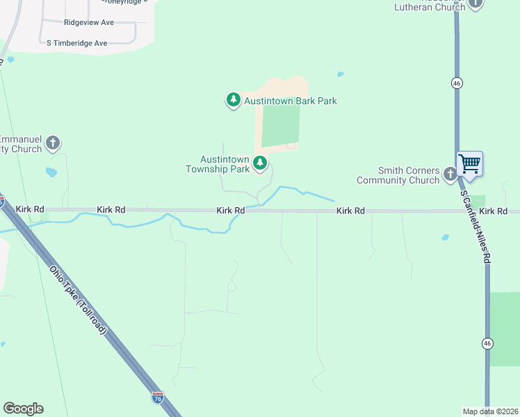 map of restaurants, bars, coffee shops, grocery stores, and more near 6107 Kirk Road in Canfield