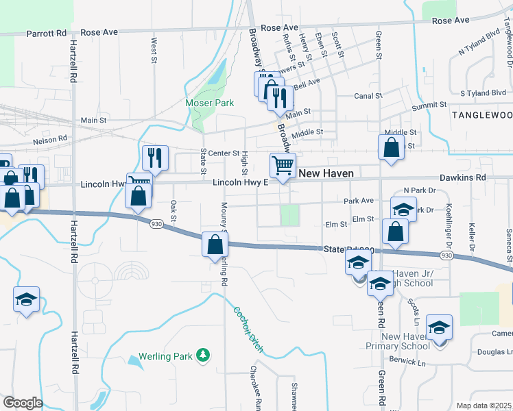 map of restaurants, bars, coffee shops, grocery stores, and more near 800 Homestead Drive in New Haven