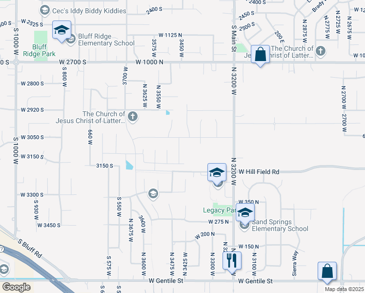 map of restaurants, bars, coffee shops, grocery stores, and more near 574 North 3450 West in Layton