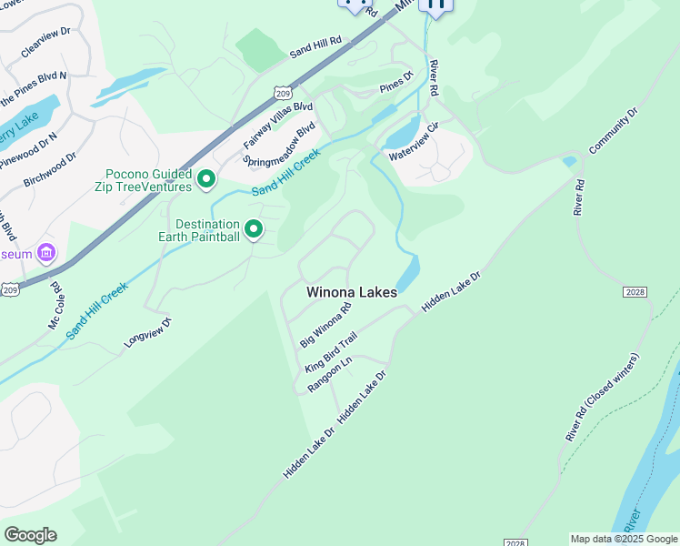 map of restaurants, bars, coffee shops, grocery stores, and more near 2170 Woodchuck Lane in East Stroudsburg
