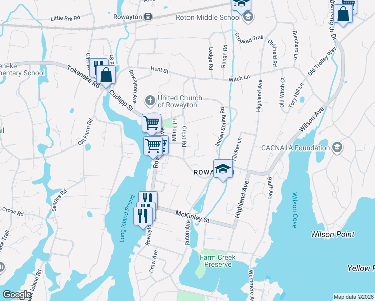 map of restaurants, bars, coffee shops, grocery stores, and more near 24 1/2 Wilson Avenue in Norwalk