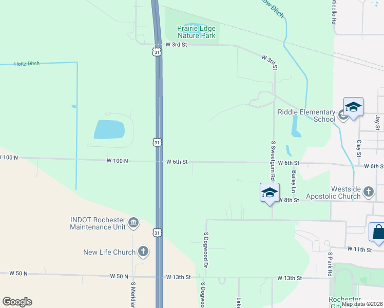 map of restaurants, bars, coffee shops, grocery stores, and more near 1365 West 6th Street in Rochester