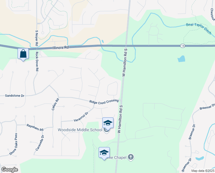 map of restaurants, bars, coffee shops, grocery stores, and more near 1684 Freedom Drive in Fort Wayne
