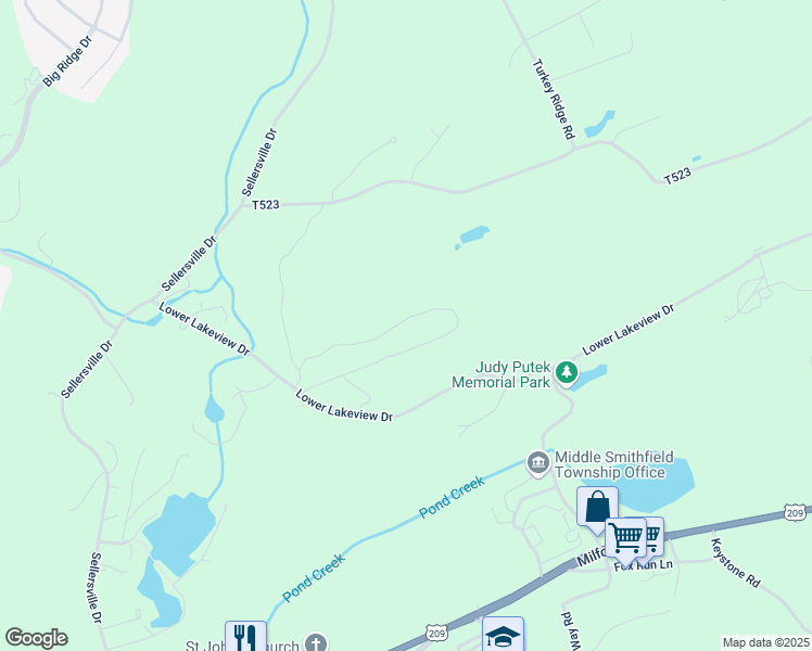 map of restaurants, bars, coffee shops, grocery stores, and more near 31 Lower Lakeview Drive in East Stroudsburg