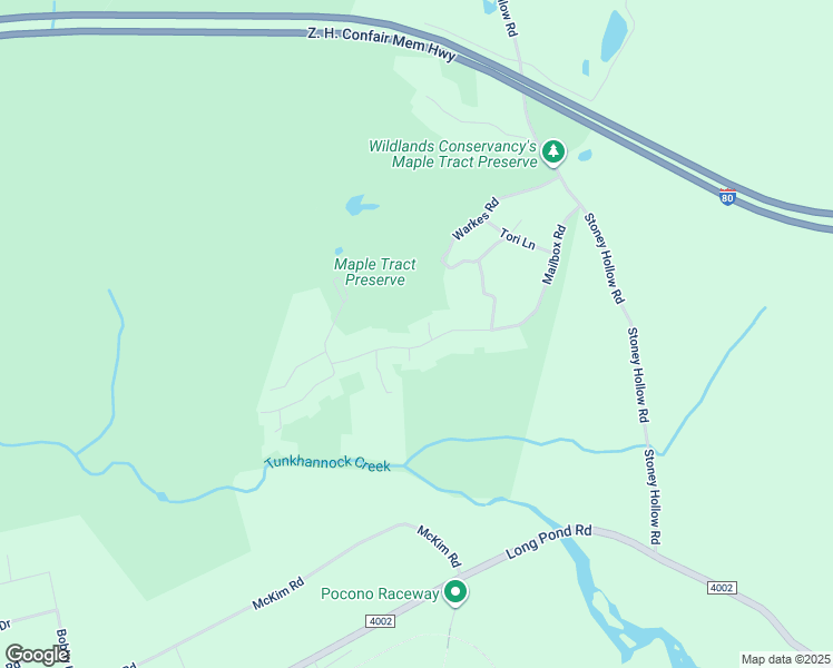 map of restaurants, bars, coffee shops, grocery stores, and more near 137 Pocono Heights in East Stroudsburg