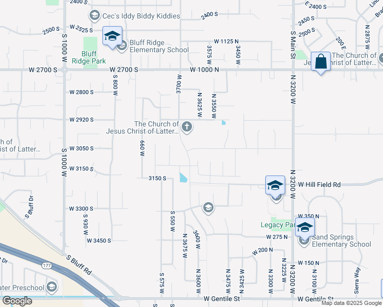 map of restaurants, bars, coffee shops, grocery stores, and more near 3643 West 650 North in Layton