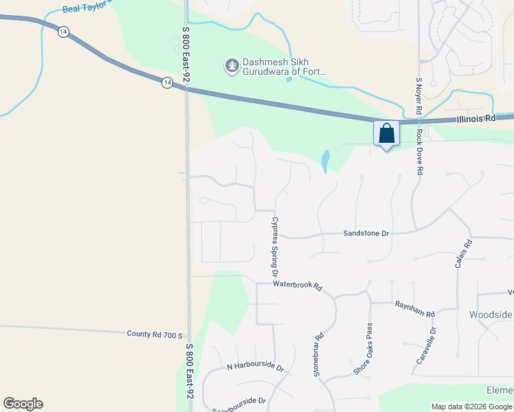 map of restaurants, bars, coffee shops, grocery stores, and more near 1517 Jacobs Drive in Fort Wayne