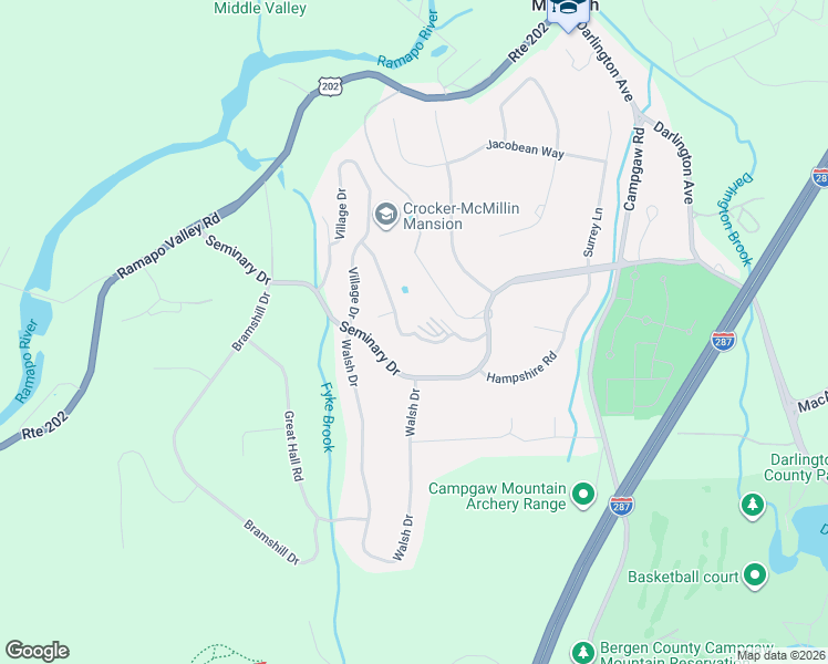 map of restaurants, bars, coffee shops, grocery stores, and more near 1201 Rio Vista Drive in Mahwah